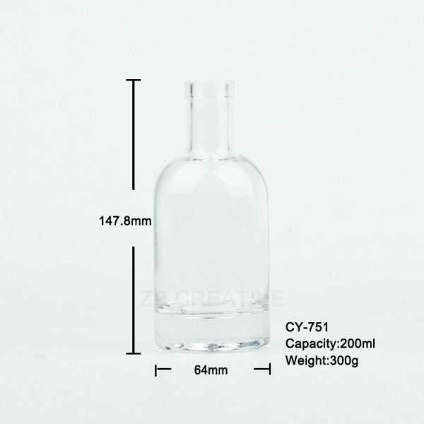 200ml Flint Gin Glass Bottle With Cork Top For Spirits Sampling And Gifting 300G CY 751
