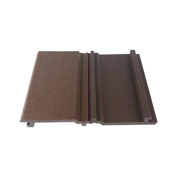 Painel de parede de WPC marrom de 145x20,5 mm e madeira plástica composta para parede exterior