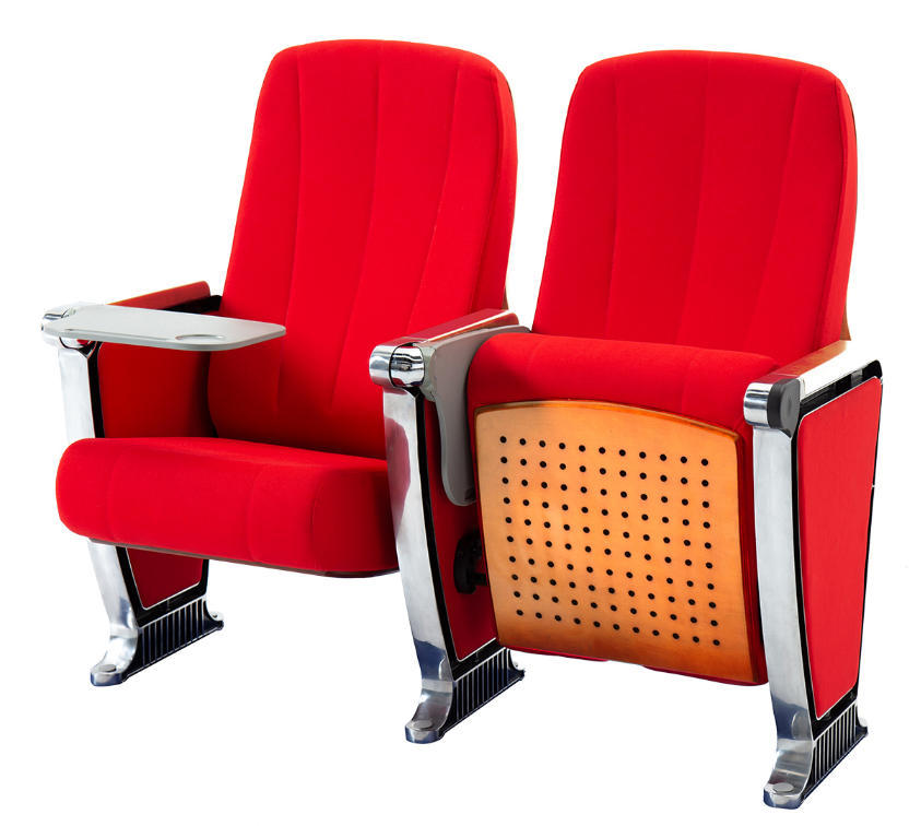 Red Folding Auditorium Chairs Auditorium Seating With Tablet Arm Rotatable