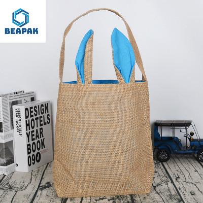 Flat Bottom Zipper Portable Recycled Cotton Jute Bag