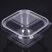 Contenant en plastique PET de qualité alimentaire, carré et transparent, sur mesure, avec couvercle pour la crème glacée aux fruits secs.