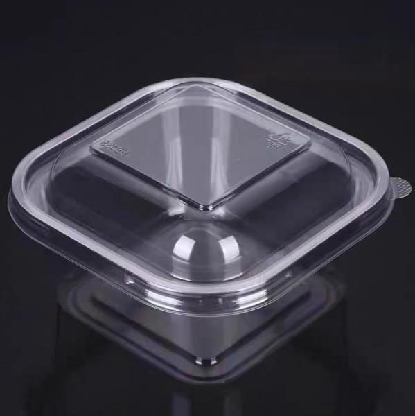 Contenant en plastique PET de qualité alimentaire, carré et transparent, sur mesure, avec couvercle pour la crème glacée aux fruits secs.