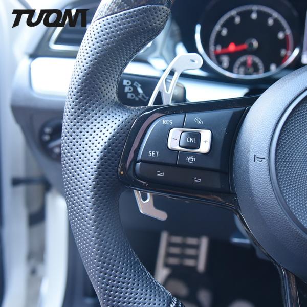 Black Carbon Fiber Leather Steering Wheel Volkswagen Golf GTI R R - Line GTS