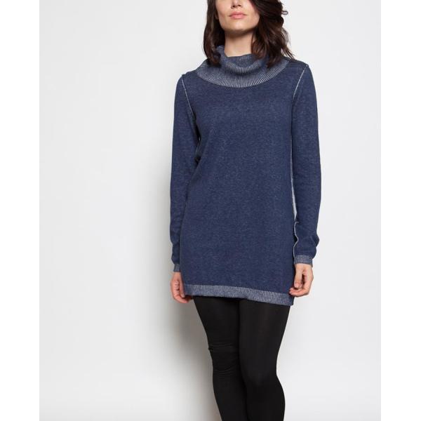 Funnel Neck Plaited Knit Pullover Sweater 70 % Cotton 20 % Nylon 10 % Silk Material