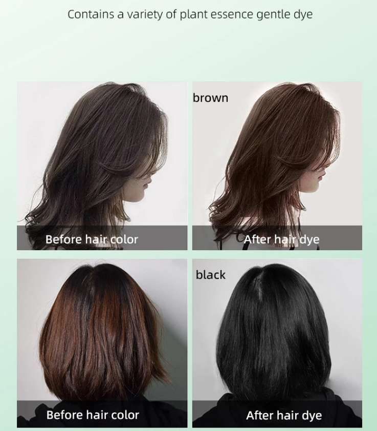 Shampoo colorant permanent pour cheveux noirs à bulles, rapide, pour hommes et femmes