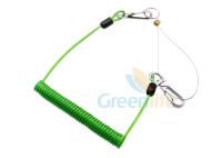 High Security Green Coil Tool Lanyard PU Coated Cable Tool Customized Length