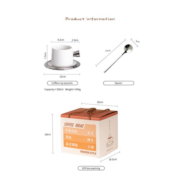 Cute Porcelain Tea Cup Set With Spoon Sustainable Ceramic Coffee Cup And Saucer Set