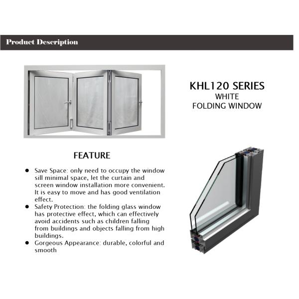 White Anodized Aluminum Folding Windows One Fixed Two Folding With Crimsafe Mesh