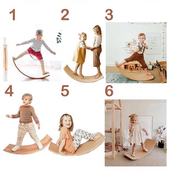 Yoga Fitness Curvy Wooden Wobble Balance Board 19 x 30 x 82 cm