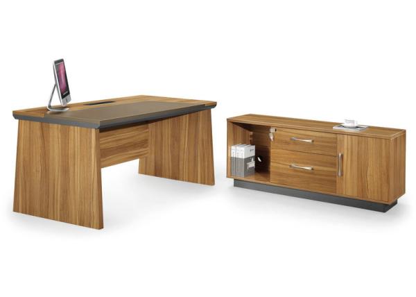 Fantastic Executive Office Furniture , Walnut Office Desk Large Storage Capability