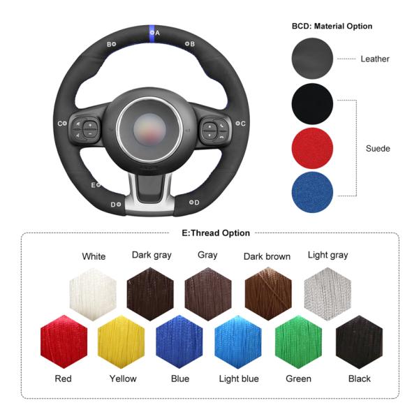 MEWANT New Design Fashion For Abarth 595 595C 695 695C Fiat 500 500C D Type Suede Universal Steering Wheel Cover New 2pc MOQ