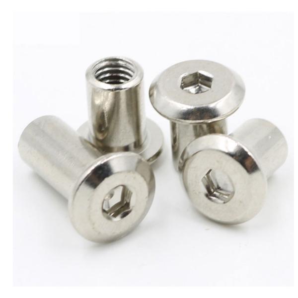 M6 M8 Stainless Steel Flat Hex Socket Head Furniture Rivet Connector Insert Joint Sleeve Cap Nut for Furniture Fastening