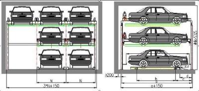 Three Level Puzzle Automated Parking Garage , Garage Lift System 380V 50HZ