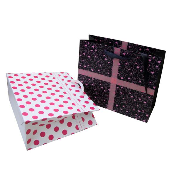 Colorful Sweet Paper Carrier Bag With Ribbon Handle for Gift Packing 230gsm paper, matt finish