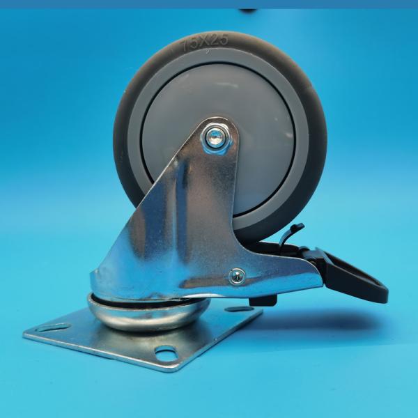 Tpr Wheels Light Industrial  Medium Duty Casters Rubber Core Castors  3 Lockable Rigid Swivel For Assembly Lines Transport Carts