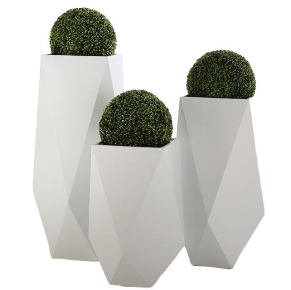 Special Design Galvanized Steel Planter White Powder Coated Flower Pot