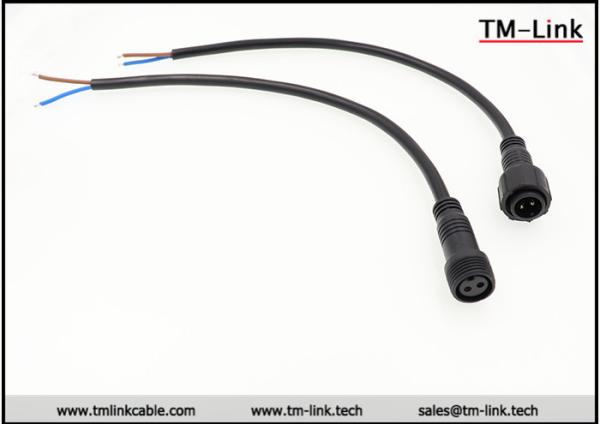 2 core male and female waterproof M15 led connector assembly with cable