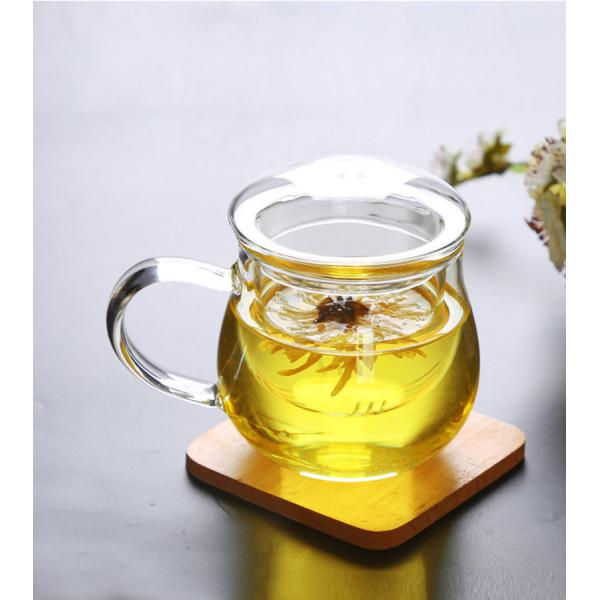 Кружка Инфузер чая 3 частей стеклянная, прозрачная чашка термостойкого стекла