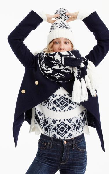 Jacquard Knitted Hat Scarf And Glove Sets 46 % Acrylic 32 % Wool 22 % Nylon Material