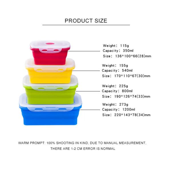 FDA aprovou Mini Silicone Collapsible Lunch Box portátil