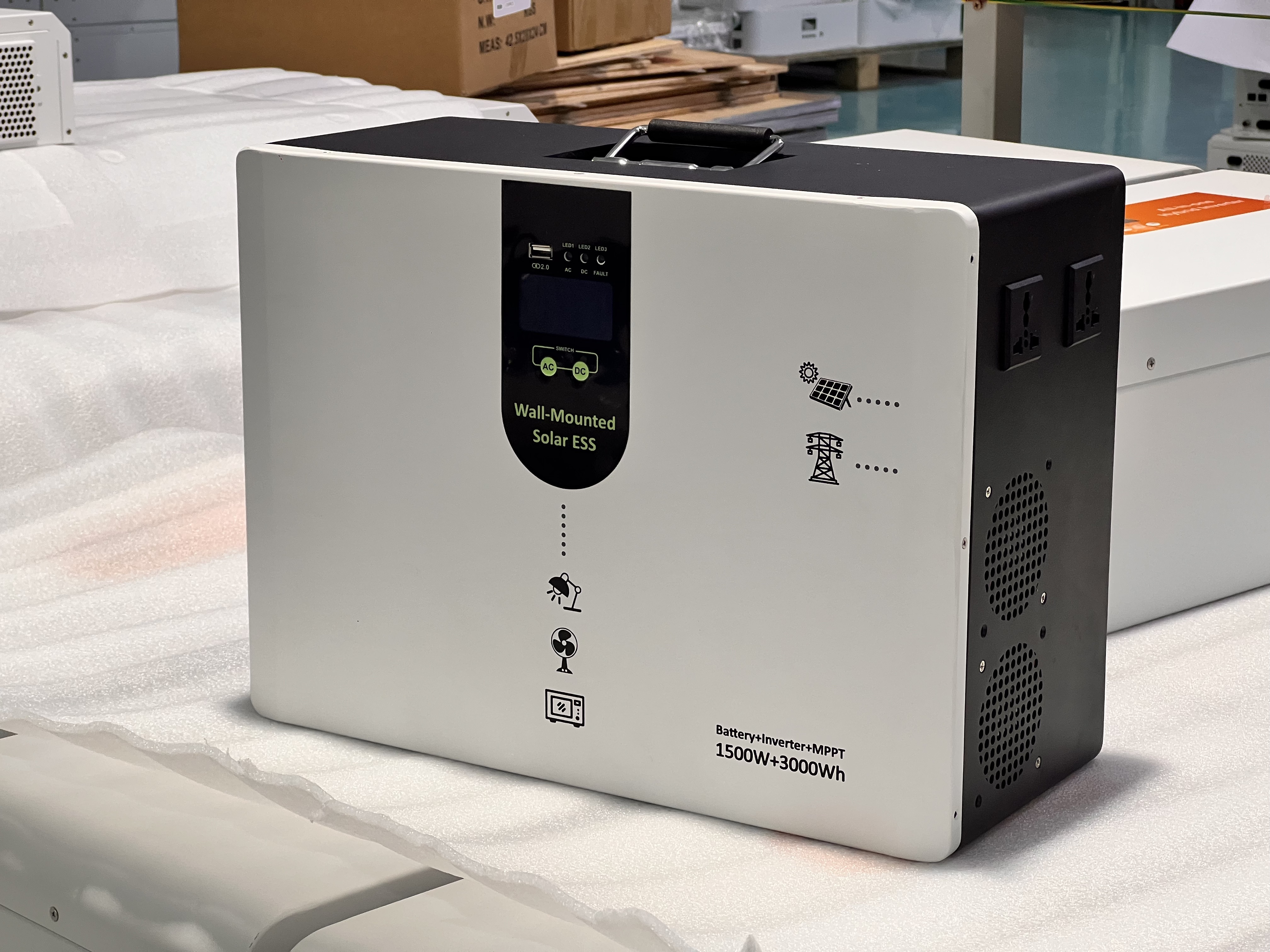 1000W 2000Wh Wall Hang Solar Power Station LiFePO4 Pure Sine Wave MPPT Inverter Battery Module AC DC Fault Protection AU
