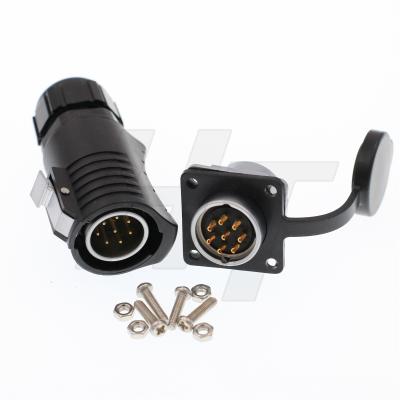 8 Pole Waterproof Plastic Connector Plug Panel Socket For Automotive Machine Power System