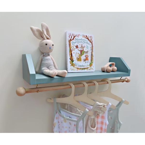 As Your Request Blue Nursery Shelf with Clothes Hanger Organize Your Child's Clothing
