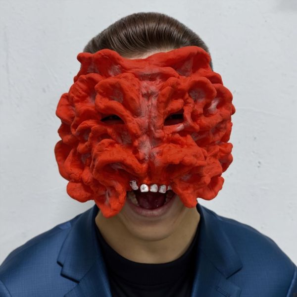 Bloody Red Fungus Mask For Halloween, Horror Cosplay Prop Mask For Costume Party, Fungal Infected Latex Mask For Men & Women, Red, One Size