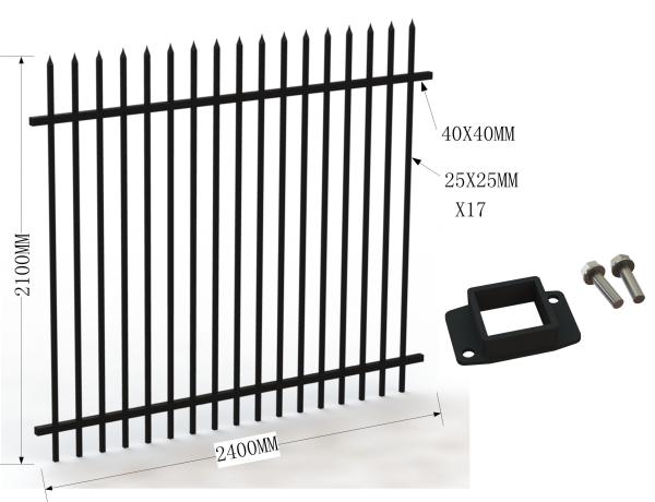 2400mm width  Crimped spear metal garrison fence supplier