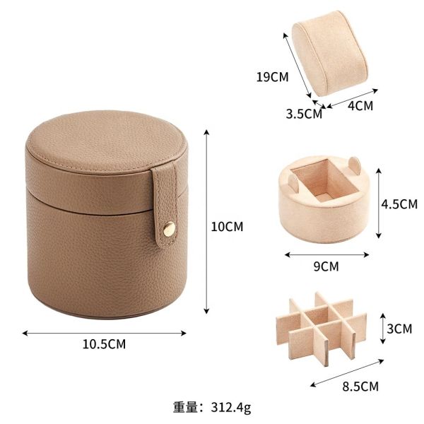 Custom PU Leather Travel Jewelry Watch Box With 1 Slot Dual Layer Removable Tray