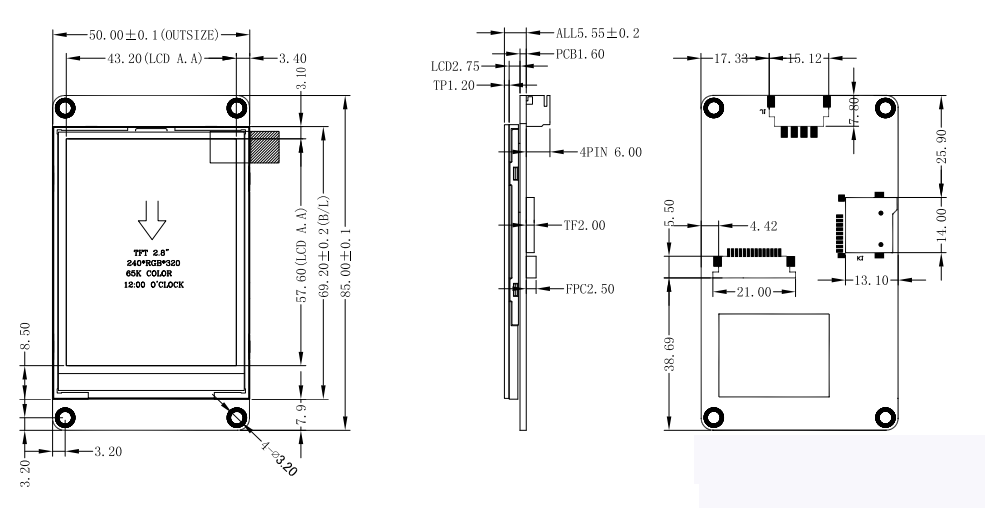300Nit 2,8 модуль модуля 240*320 2,8 Lcd дисплея дюйма HMI без касания