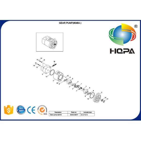 XKAG-00017 XKAG00017 Hydraulic Gear Pump Seal Kit For Hyundai R450-7 R520LC-9S