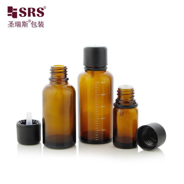 G007 Round Glass Bottle With Screw Cap Vertical Dropper Insert Tamper Evident Cap Custom Color Liquid Oil Packaging