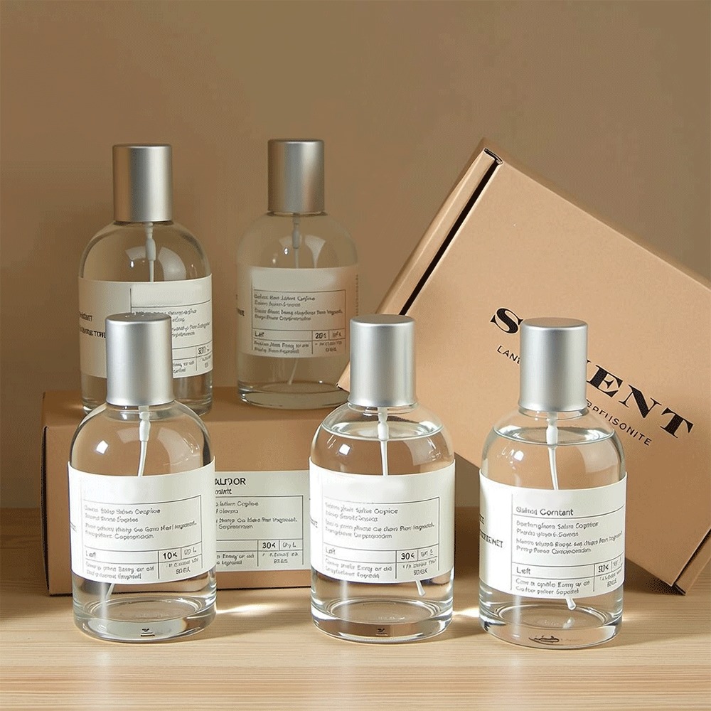 Custom Round Clear Glass Perfume Bottle 30ml 50ml 100ml With Crimp Cap