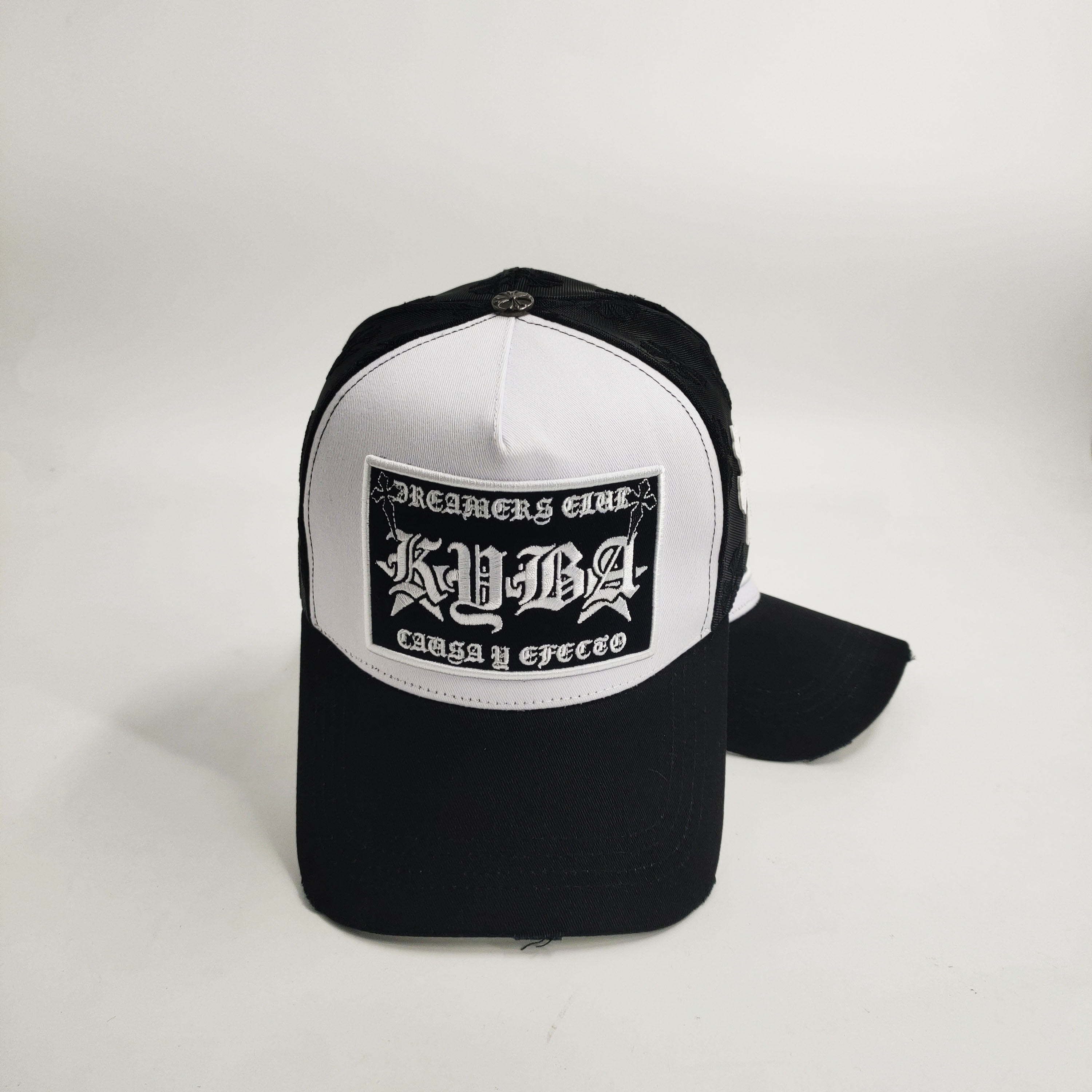 Embroidered Patch Flowers Custom Embroidery Trucker Hats Mesh Cotton PU Leather Stitching All Around Patch
