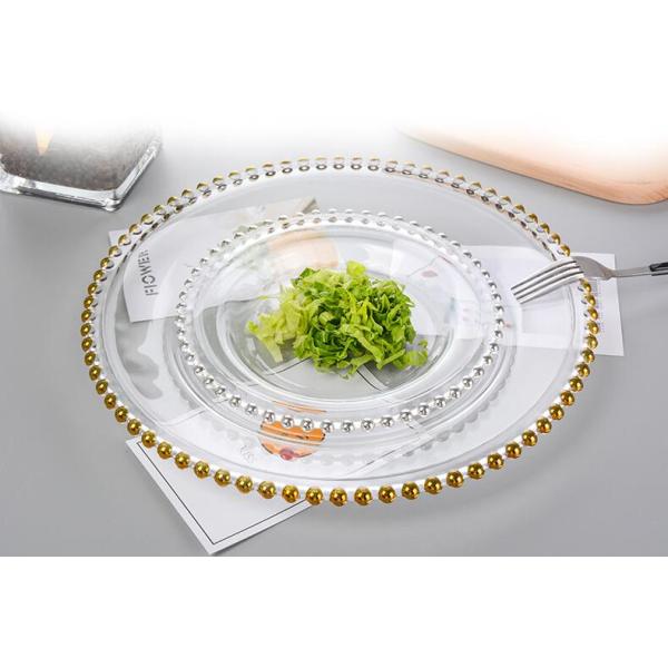 Плиты заряжателя золотого десерта цвета стеклянные, декоративные плиты заряжателя для свадьбы