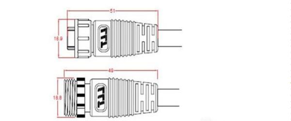 Diodo emissor de luz exterior que ilumina o conector impermeável fêmea masculino, 8.5mm 4 Pin Cable Connector