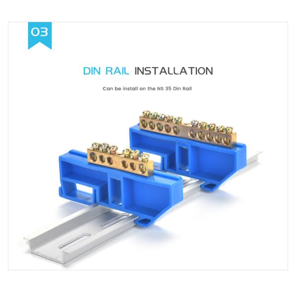 Рельс Din установил блок терминала голубое 500V/17.5A шинопровода терминального шинопровода нейтральный