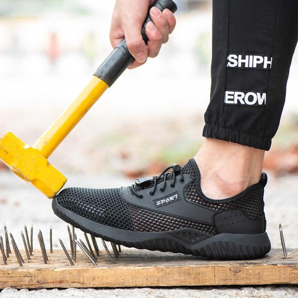 Shengjie Sports Men'S Shoes Fly Woven Fabric Rubber Sole Anti Smash Steel Toe Anti Puncture Plus Kevlar Safety Shoes