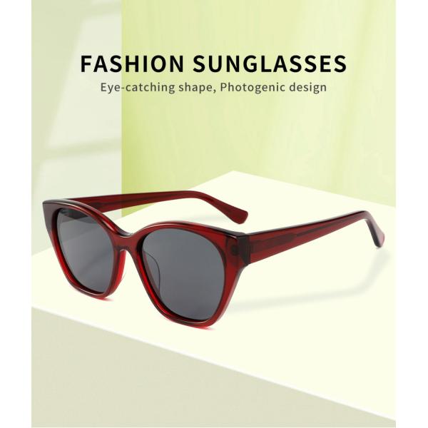 Red Color Transparent Cat Eye Acetate Frame Sunglasses For Women Uv400 Protection