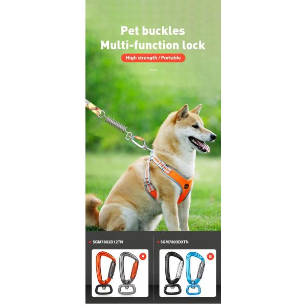 Industrie lourde 4KN Noir Auto verrouillage en aluminium pivotant Carabiner Snap Crochet pour laisse de chien