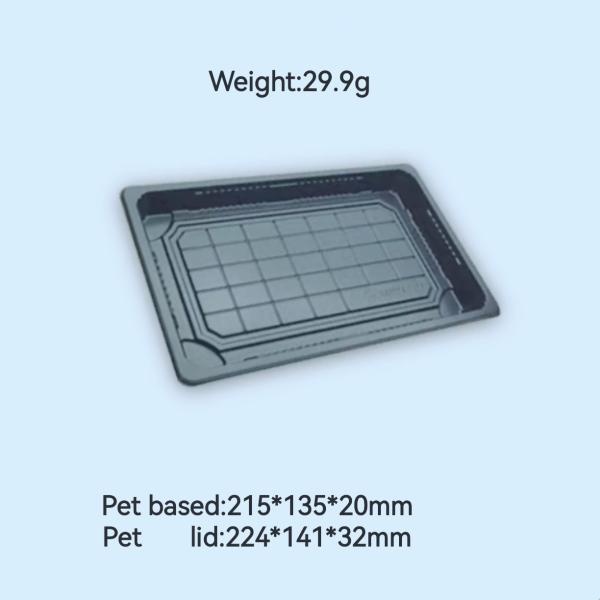 オーダーメイド 片置寿司 PET プラスチックの長方形 サルモンの寿司 持ち帰り容器