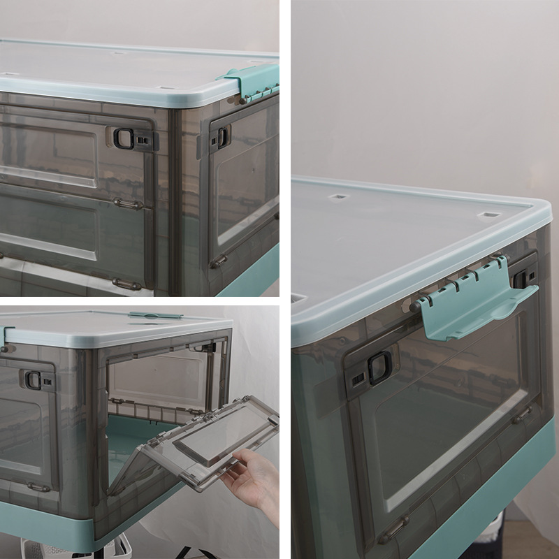 Large Capacity Foldable Storage Box Plastic Acrylic Book Bin Durable Transparent Snack Toy Organizer Collapsible Crate