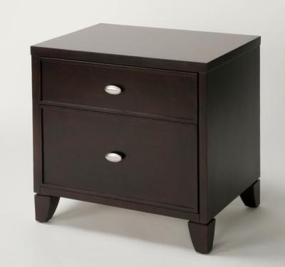 Espresso finish Custom made walnut wood veneer 2-drawer night stand of hotel bedroom furniture,bed side table