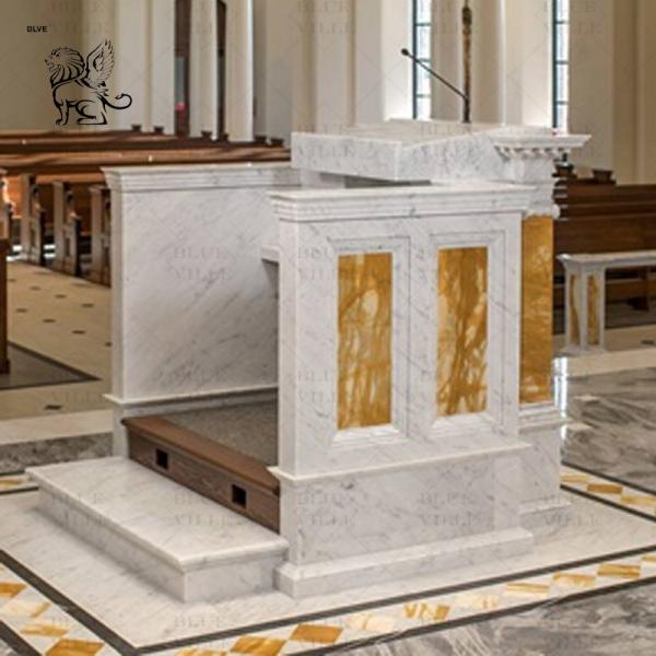 Marble Pulpit Table Natural Stone Carving Church Papal podium Western Style Religious Custom