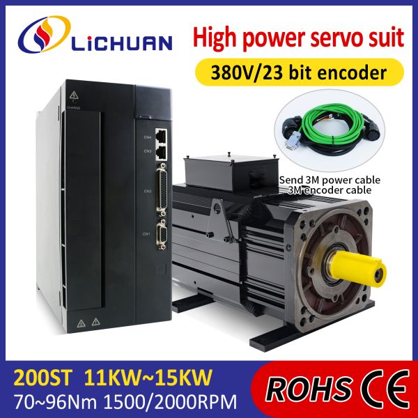 Lichuan AC Servo Motor Drivers Kit HIGH POWER 70N.m 11KW 11000W AC380V 19.1A