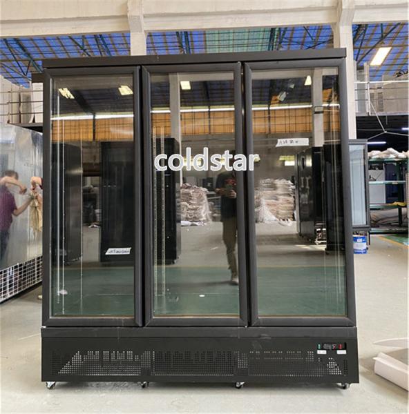 Supermarket 3 Doors Refrigerator Showcase 2~8℃ Upright Glass Door Fridge