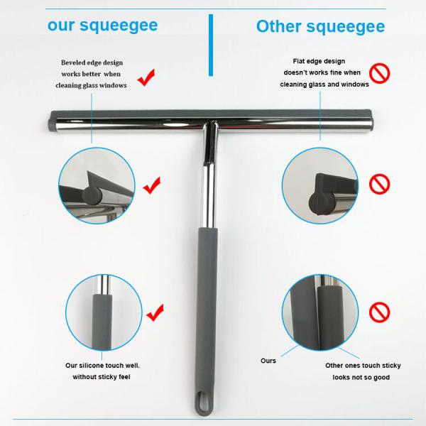 High End Stainless Steel Window Squeegee shower cleaner with Replaceable Rubber Blade