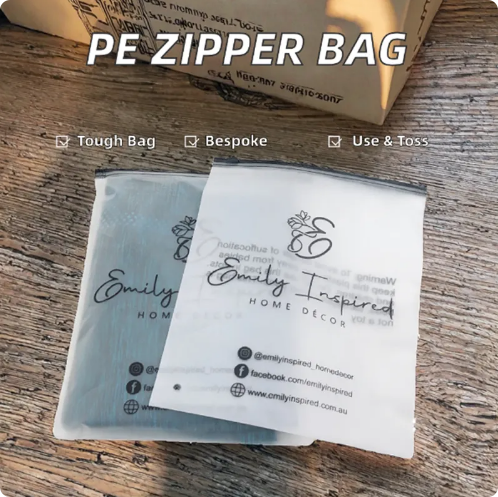 Reclosable Waterproof CPE Zipper Bag Plastic Storage Pouch for Cosmetic Electronic Accessories Packaging