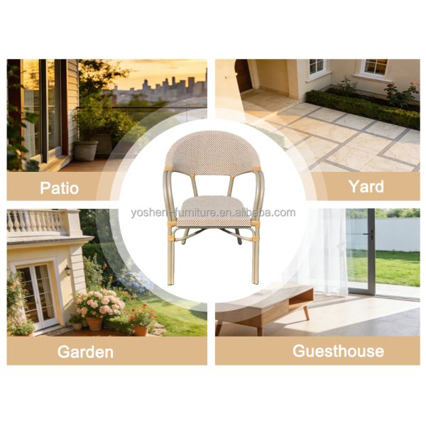 Yoshen French Bistro Chair Contemporary Waterproof Gliding Lightweight Durable Stackable Comfortable Outdoor Park